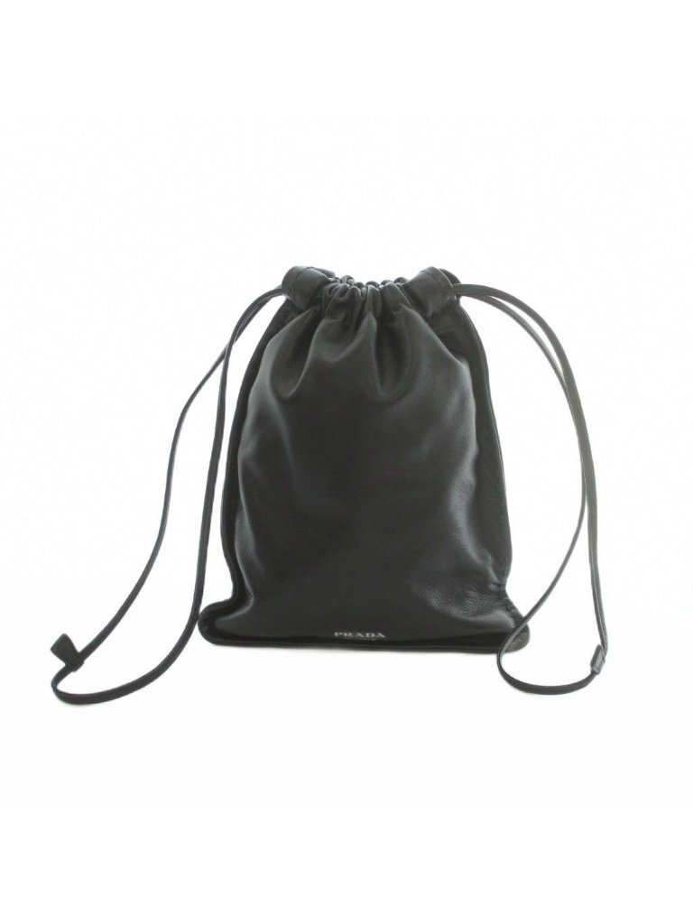 Prada Smartphone Pouch Drawstring Nappa Leather Black